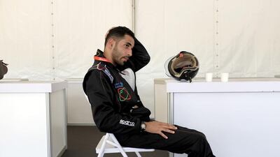 Ibrahim Almadabi, driver for one of the UAE teams, takes a break after his crash during a practice session of the Shell Eco-marathon in Manila. Jes Aznar for The National