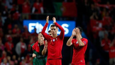 Ronaldo applauds fans at the end of the game. AP Photo
