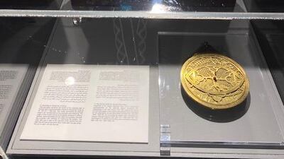 On display was an instrument used for astronomical measurements. One side has a pointer which shows how the night sky will look at any given time. It also tells the user when the sun or stars will rise and set.