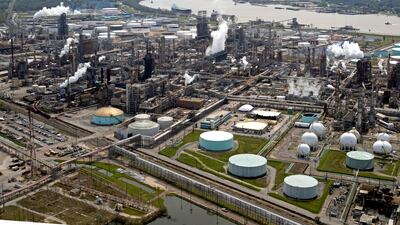 The Shell Norco refinery in Louisiana. Experts say 'there's still a lot of work to do' for companies to set attainable net-zero targets. AP