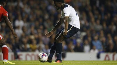 Tottenham’s Josh Onomah scores their fourth goal. Paul Childs / Action Images / Reuters