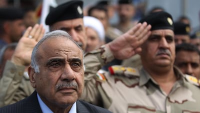 Iraqi Prime Minister Adel Abdul Mahdi attends a symbolic funeral for a slain police officer in Baghdad on October 23, 2019. AFP