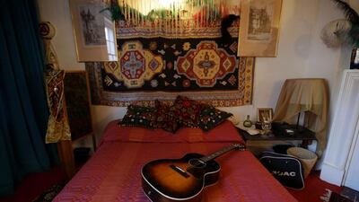 The bed in the former bedroom of Jimi Hendrix at the central London flat he used to live in at 23 Brook Street, London. Matt Dunham / AP photo