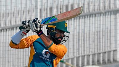 Pakistan's in-form batsman Fawad Alam bats during a practice session at the Rawalpindi Cricket Stadium. AFP
