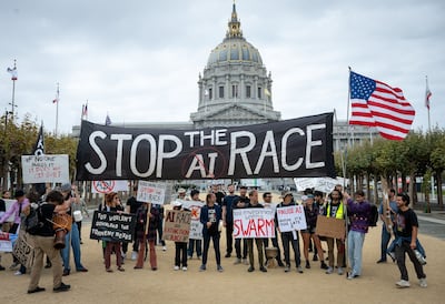 Anti-AI protesters gather in the US. AFP