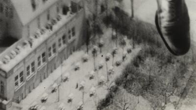 Willi Ruge (German, 1882-1961). Seconds before Landing from the series I Photograph Myself during a Parachute Jump. 1931. Courtesy The Museum of Modern Art, New York, Thomas Walther Collection