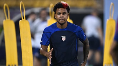 Weston McKennie takes part in a USA training session at Al Gharafa SC. AFP