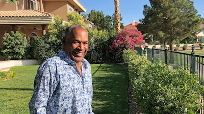 OJ Simpson in the garden of his Las Vegas area home on June 3, 2019. AP