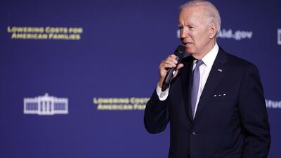President Joe Biden gives remarks on student debt relief at Delaware State University on October 21. Getty / AFP