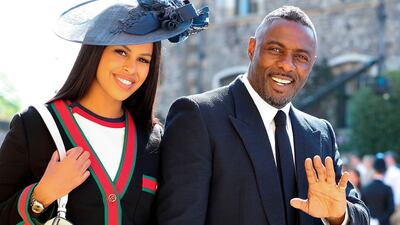 British actor Idris Elba arrives with his fiancee Sabrina Dhowre for the wedding ceremony of Britain's Prince Harry and Meghan Markle at St George's Chapel, Windsor Castle, in Windsor. Gareth Fuller / AFP