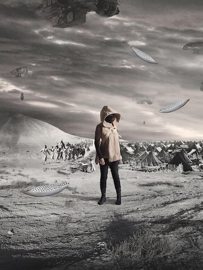 Larissa Sansour’s film ‘In the Future, They Ate From the Finest Porcelain’, is the last in her sci-fi trilogy. Courtesy of the artist and Lawrie Shabibi