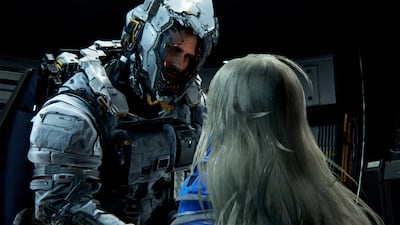 Astronaut Hugh Williams and the android Diana in Pragmata, Capcom's science-fiction adventure set on a near-future lunar research station. Photo: Capcom