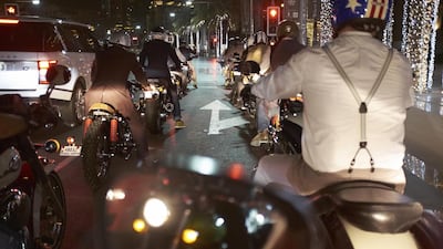 A procession of riders made it’s way along Sheikh Zayed rd and onto Emaar Boulevard where the not only turned heads but stopped traffic during the Distinguished Gentleman’s Ride 2014 in Dubai.
