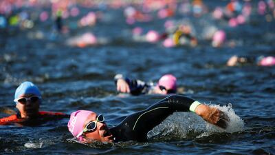 Swimmers take part in the 'Swim Serpentine' event in central London, Britain, September 21, 2019. Reuters