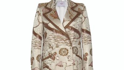 Oversize blazer in pearl lampasso, Dh20,500, Rubeus Milano