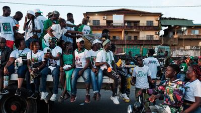 Supporters of Joseph Boakai and his Unity Party during their final campaign rally in Monrovia, Liberia. AFP