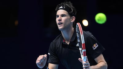 Dominic Thiem of Austria celebrates after winning his match against Rafael Nadal. EPA