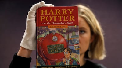A first edition copy of 'Harry Potter and the Philosopher's Stone' by English author JK Rowling at Bonhams auctioneers in London before the Fine Books, Manuscripts, Atlases and Historical Photographs sale on March 27, 2019. Reuters