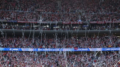Atletico Madrid supporters before the match against Arsenal at the Metropolitano Stadium. EPA