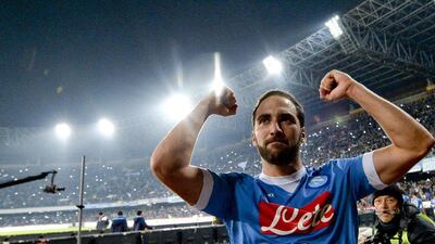 Napoli's Gonzalo Higuain celebrates victory against Inter Milan on Monday night in Serie A. Ciro Fusco / EPA / November 30, 2015