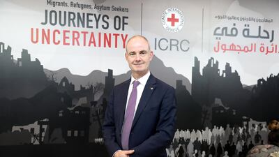 Prof Gilles Carbonnier from the International Committee of the Red Cross at the Dubai International Humanitarian Aid and Development conference. Pawan Singh / The National