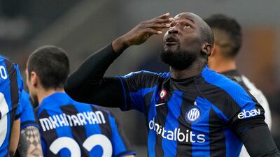 Inter Milan's Romelu Lukaku celebrates his opener. AP
