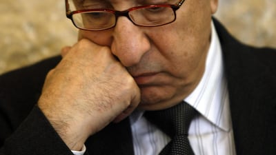 Elias Rahbani in 2009 receiving condolences for his late brother, veteran composer and song writer Mansour Rahbani, at a church north of the Lebanese capital Beirut. AFP