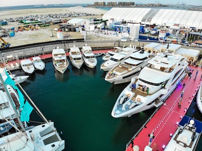 Gulf Craft's vessels at the boat show in Dubai. Courtesy: Gulf Craft