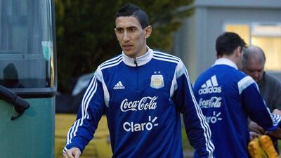 Manchester United midfielder Angel di Maria will play with Argentina in a friendly against Portugal at his home ground, Old Trafford, on Tuesday night. Justin Tallis / AFP