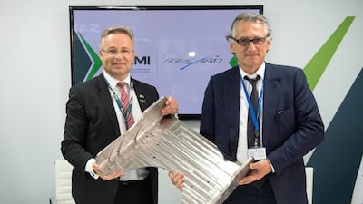 Saudi Arabian Military Industries (Sami) signs an agreement with France's Figeac Aéro at the International Paris Air Show for a joint venture to manufacture metallic military and commercial plane parts in the kingdom.Courtesy Sami