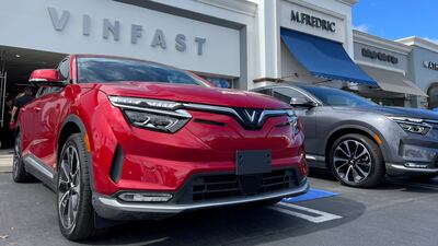 VinFast electric vehicles at a store in Los Angeles, California. Reuters
