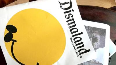 Tammam Azzam’s artwork in the Dismaland catalogue, part of Banksy’s new pop-up exhibition in the UK. Courtesy Ayyam Gallery