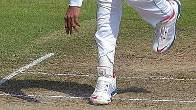 Pakistani bowler Mohammed Amir delivers the ball on the second day of the third Test in Sharjah on Monday. Aamir Qureshi / AFP / October 31, 2016