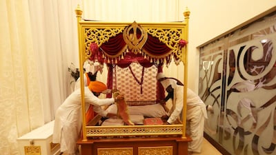 Samapati of Sri Guru Granth Sahib Ji (the closing time between 8:30 to 8:45pm daily) at the Gurunanak Darbar.