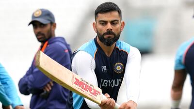 Virat Kohli trains in London on Tuesday. AP