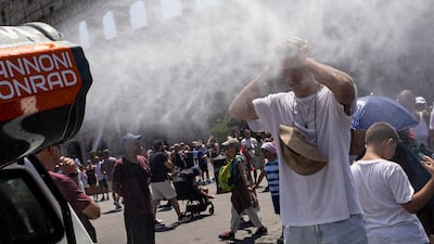 Mist machines near the Colosseum in Rome. EPA