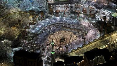 An aerial view shows Muslim worshippers praying at the Grand mosque, the holiest place in Islam, in the holy city of Mecca during Ramadan July 14, 2015, on Laylat al Qadr. Reuters