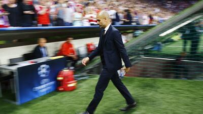 Bayern Munich manager Pep Guardiola shown during his side's Champions League semi-final aggregate defeat to Barcelona on Tuesday. Kai Pfaffenbach / Reuters / May 12, 2015
