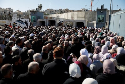 Palestinians on their way to the Al Aqsa compound in Jerusalem, near the Qalandia checkpoint in the occupied West Bank. Reuters
