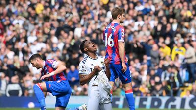 Luis Sinisterra of Leeds United reacts after missing a chance. Getty
