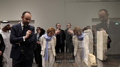 French Prime Minister Edouard Philippe visits the Louvre Abu Dhabi. Christoper Pike / Reuters