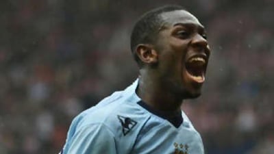 Shaun Wright-Phillips of Manchester City celebrates scoring his first goal.