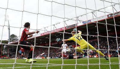 West Ham United's Aaron Cresswell scores their second goal to earn the Hammers a point at Bournemouth. Reuters