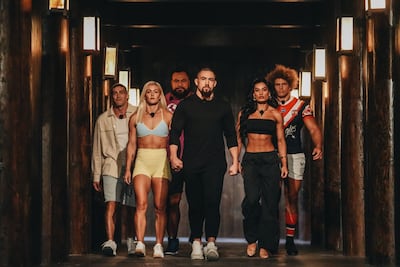 Mixed martial artist Robert Whittaker, centre, also known as The Reaper or Bobby Knuckles, leads Team Australia. Photo: Netflix