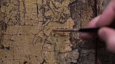 Ms Blessley has spent four months meticulously preserving the flaking gilding and cleaning the chair’s surface using sponges and cotton swabs
