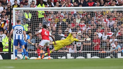 ARSENAL RATINGS: Aaron Ramsdale 5: Turned Enciso effort over bar in what was Brighton’s only effort on target in first half. No chance with first goal, lobbed for second after Trossard made a mess of the keeper’s pass out from back. Parried Udav’s shot straight to Estupinan for the third. Reuters