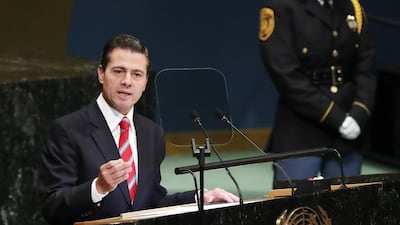 Mexican President Enrique Pena Nieto addresses the General Debate of the General Assembly of the United Nations at United Nations Headquarters. EPA
