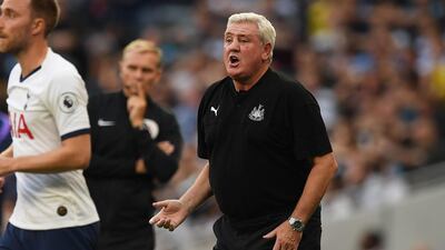 Newcastle United's head coach Steve Bruce gestures on the touchline. AFP