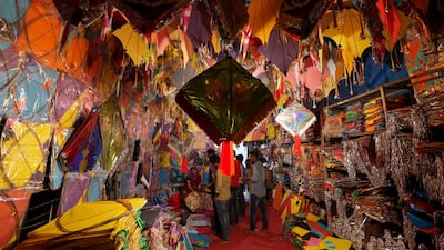 Kites on display ahead of Makar Sankranti in Hyderabad. AP