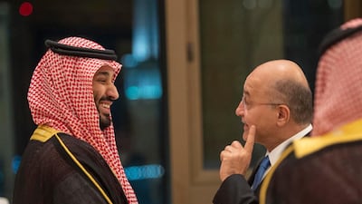 Saudi Crown Prince Mohammed bin Salman talks to Iraq's President Barham Salih at the Organisation of Islamic Co-operation summit in Makkah on May 30, 2019. Saudi Royal Palace / EPA